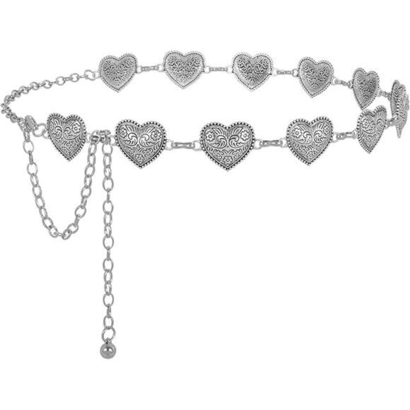 Chain Belt Concho Belts for Women, Silver Chain Belts for Women Western Waist - Picture 7 of 7